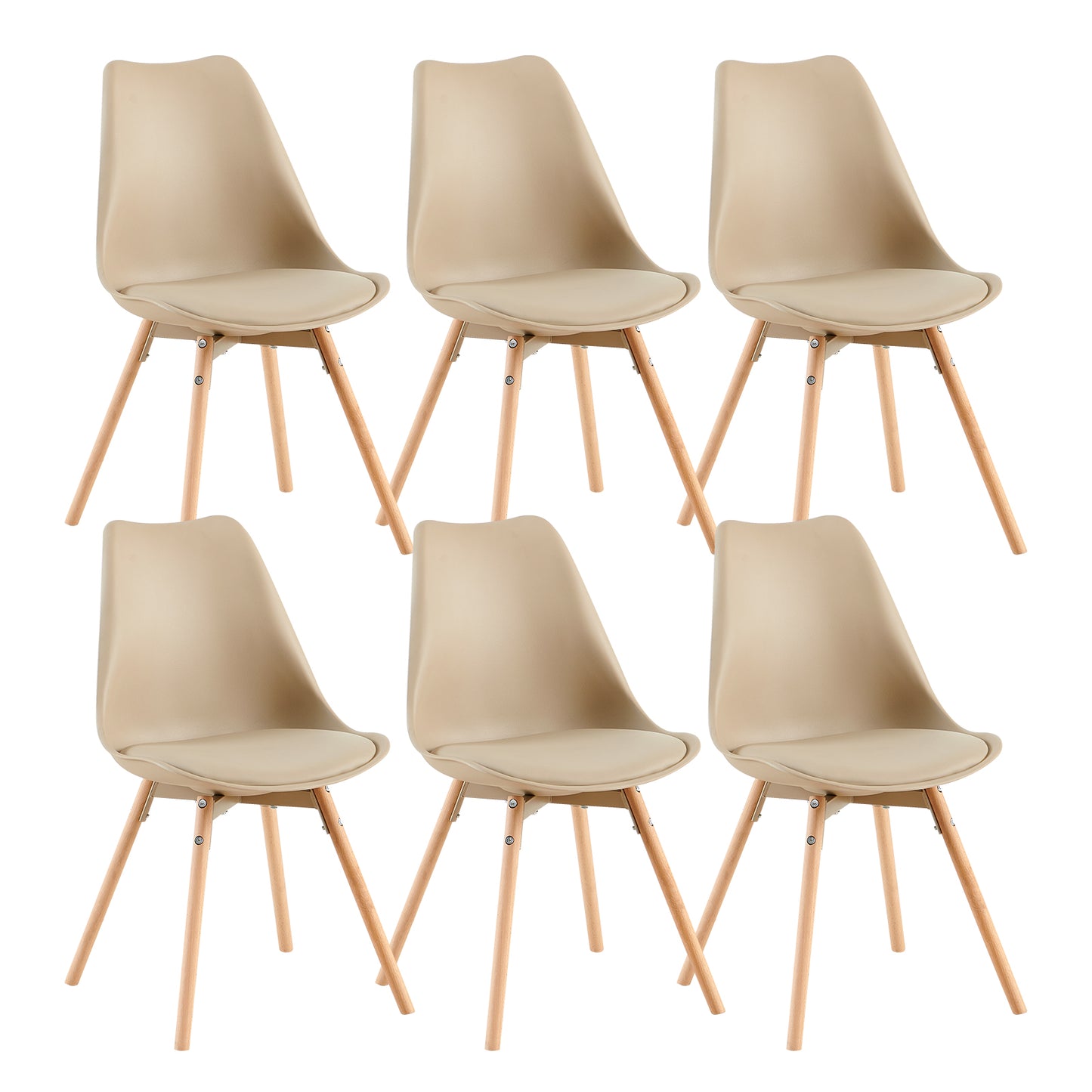OATS Set of 4/6 Dining Chairs, Padded Chairs, Khaki/Light Khaki