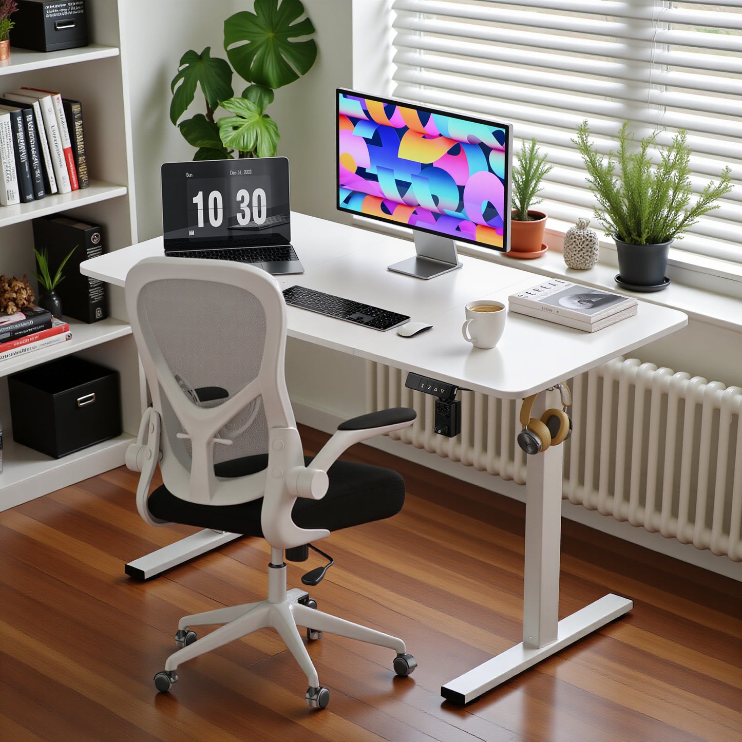Electric Lift Desk White 120 x 60 cm-DREXEL