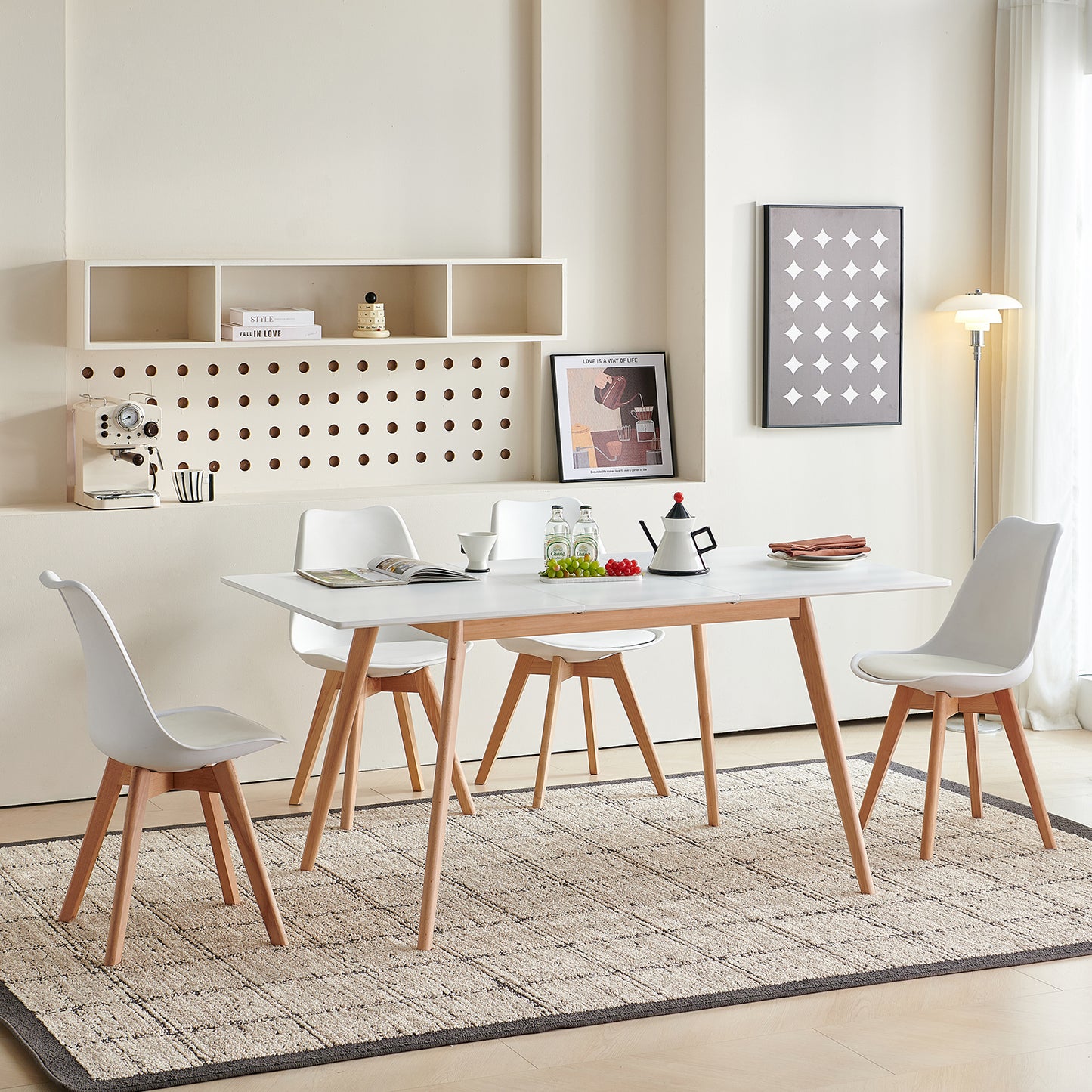 DUVALL Extendable Dining Table Rectangular White 120-160 cm