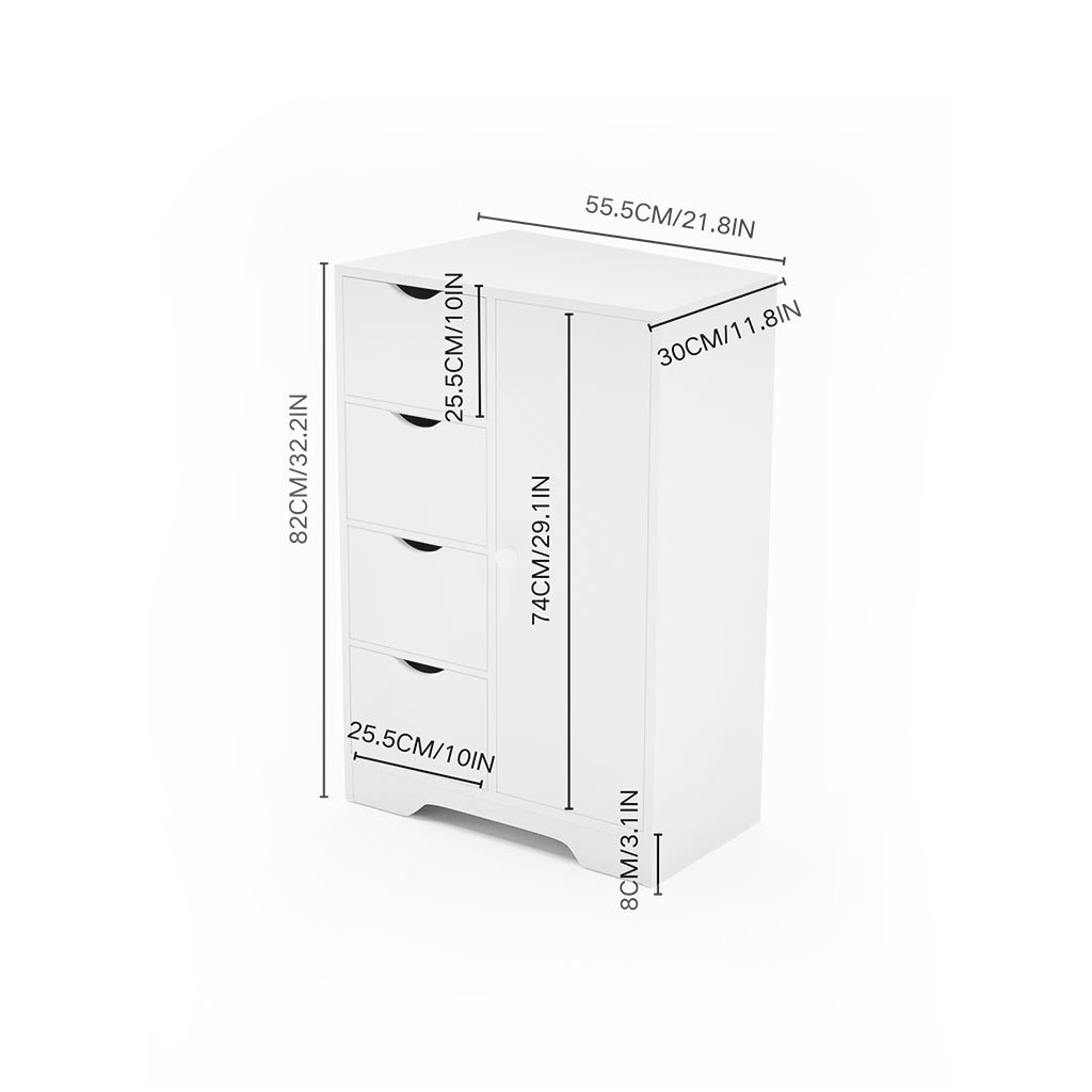 Storage Cabinet with Drawers and Doors Bathroom Cabinet GRAYS - White