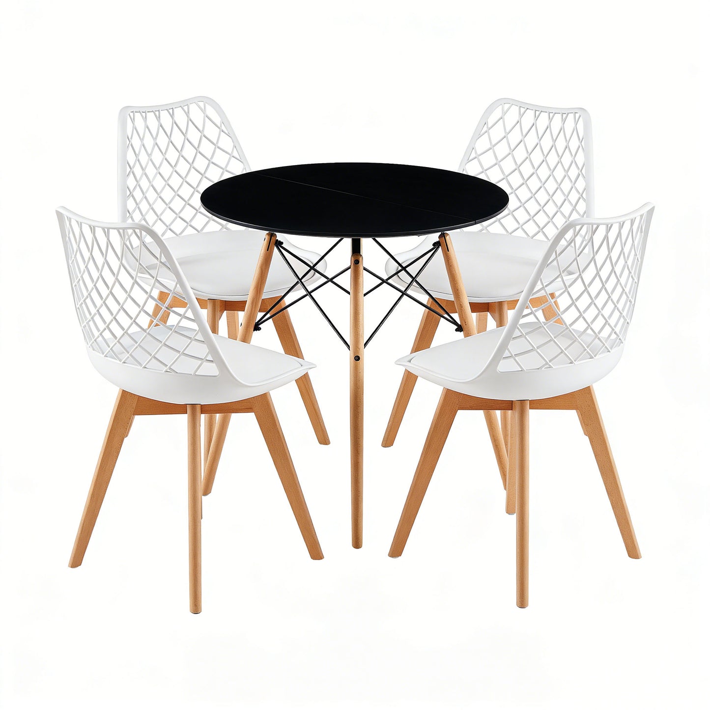 LEYDEN Dining Side Chair and a Round Dining Table, Suitable for 4-6 people