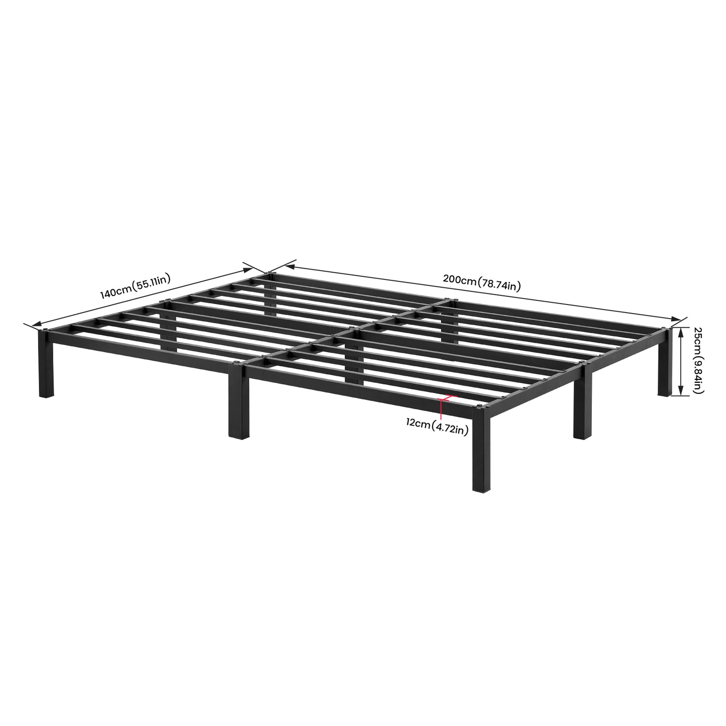 LUBLIN Double Metal Bed Frame-Black