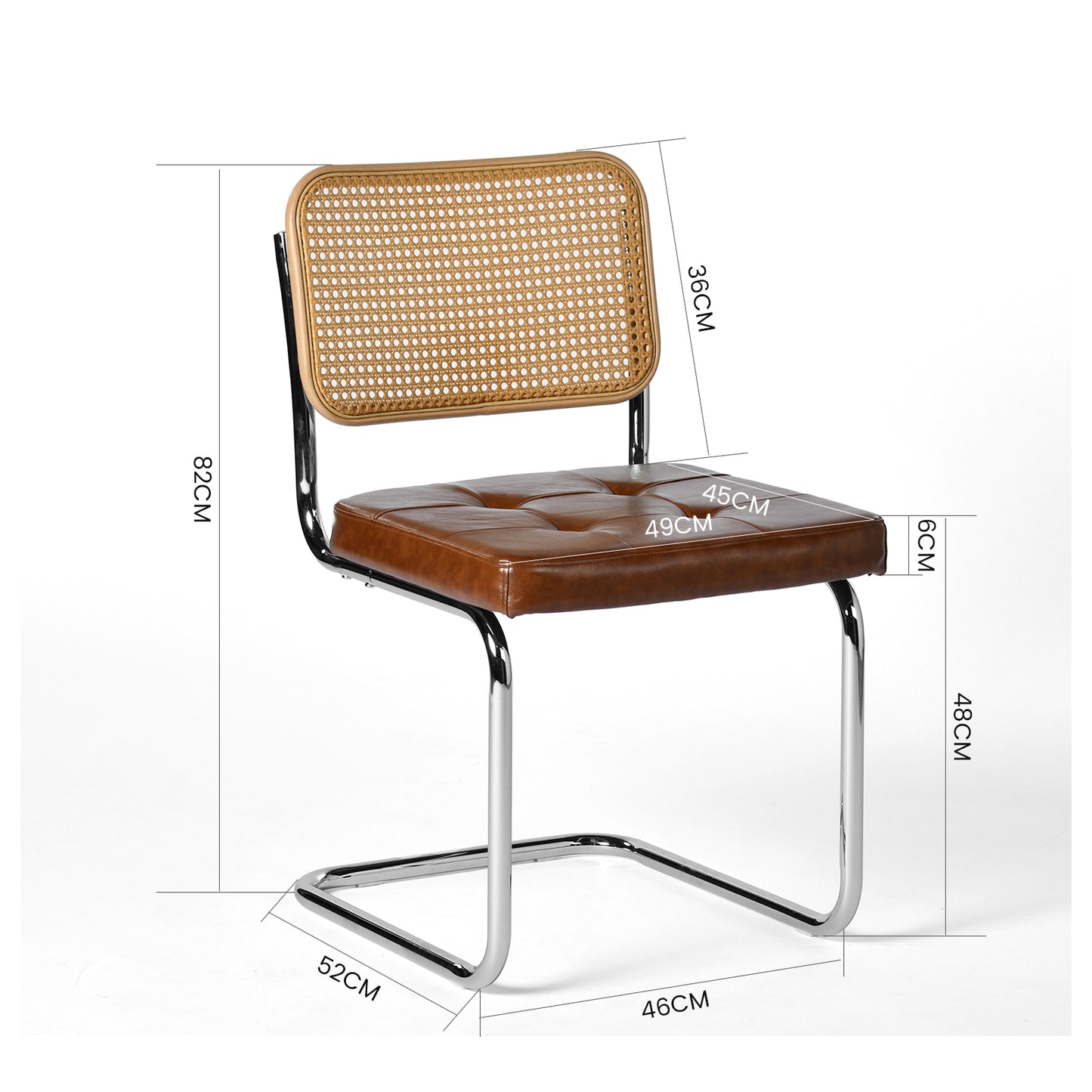 Mid-Century Rattan-Style Classic Chair Size