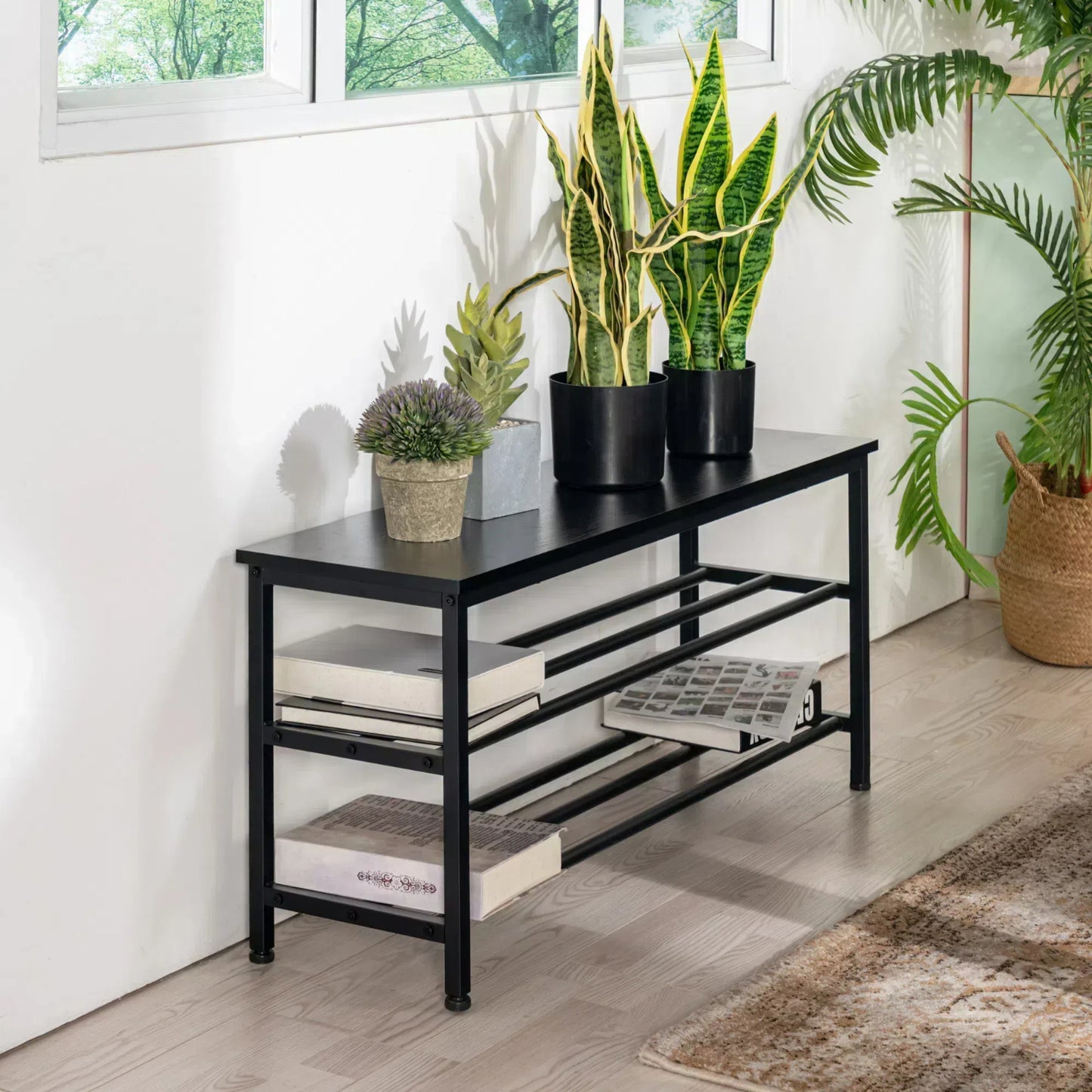 Panca portascarpe a 3 ripiani e scaffale per bagno da 100 cm - SATSOP