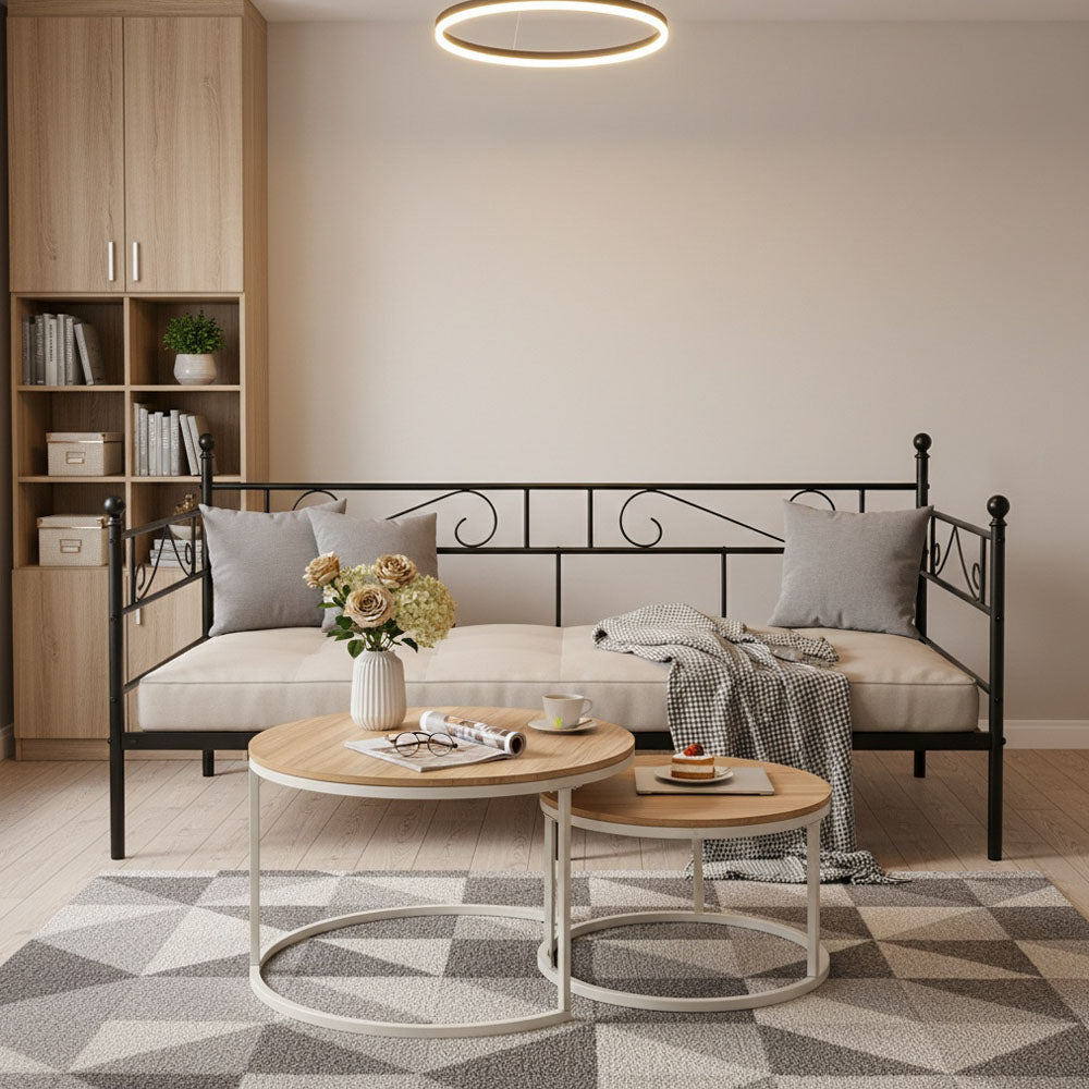 Single Metal Sofa Bed Frame and Nesting Coffee Table Set