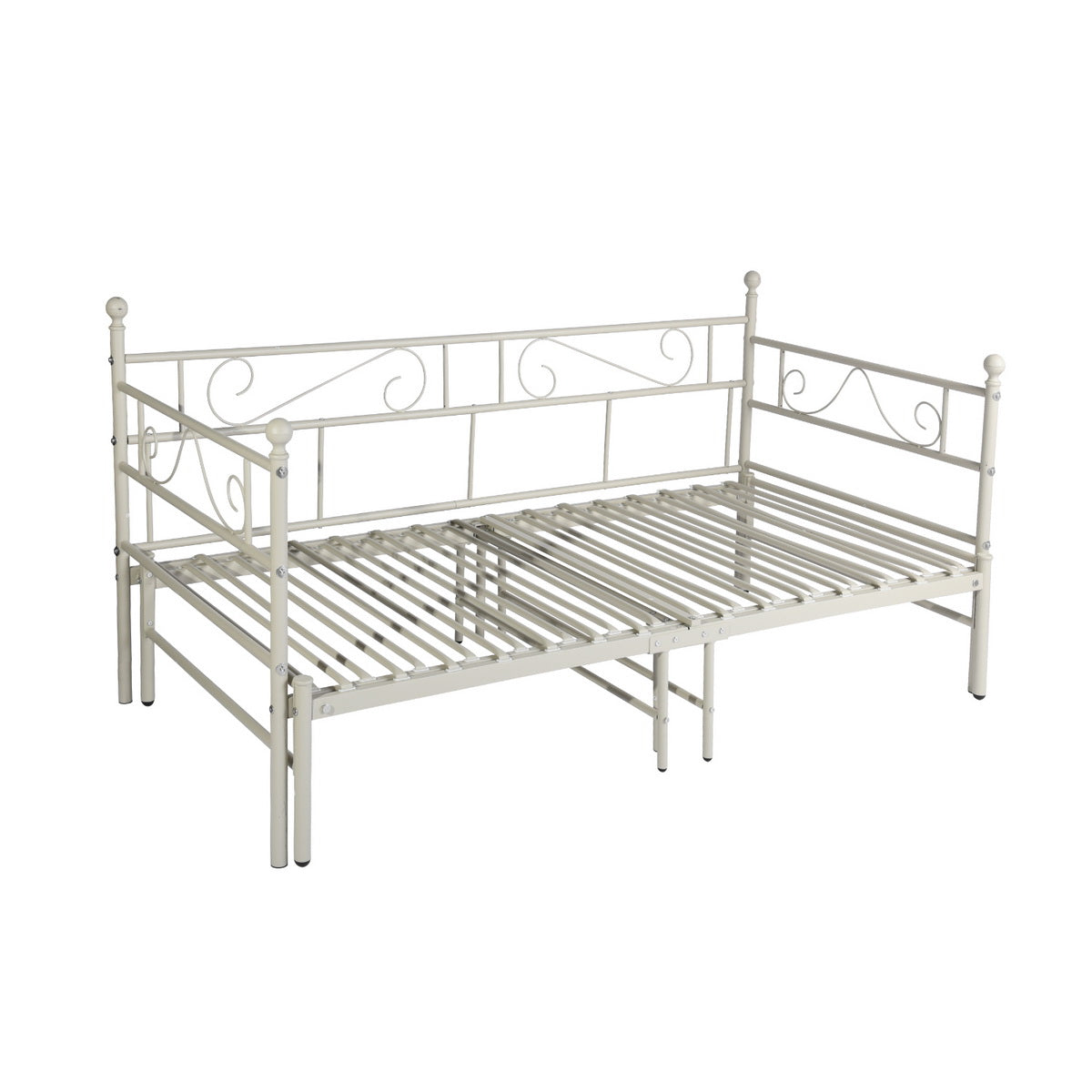 HALES Sofa Bed + Single Metal Bed for Adults or Children-Black/White