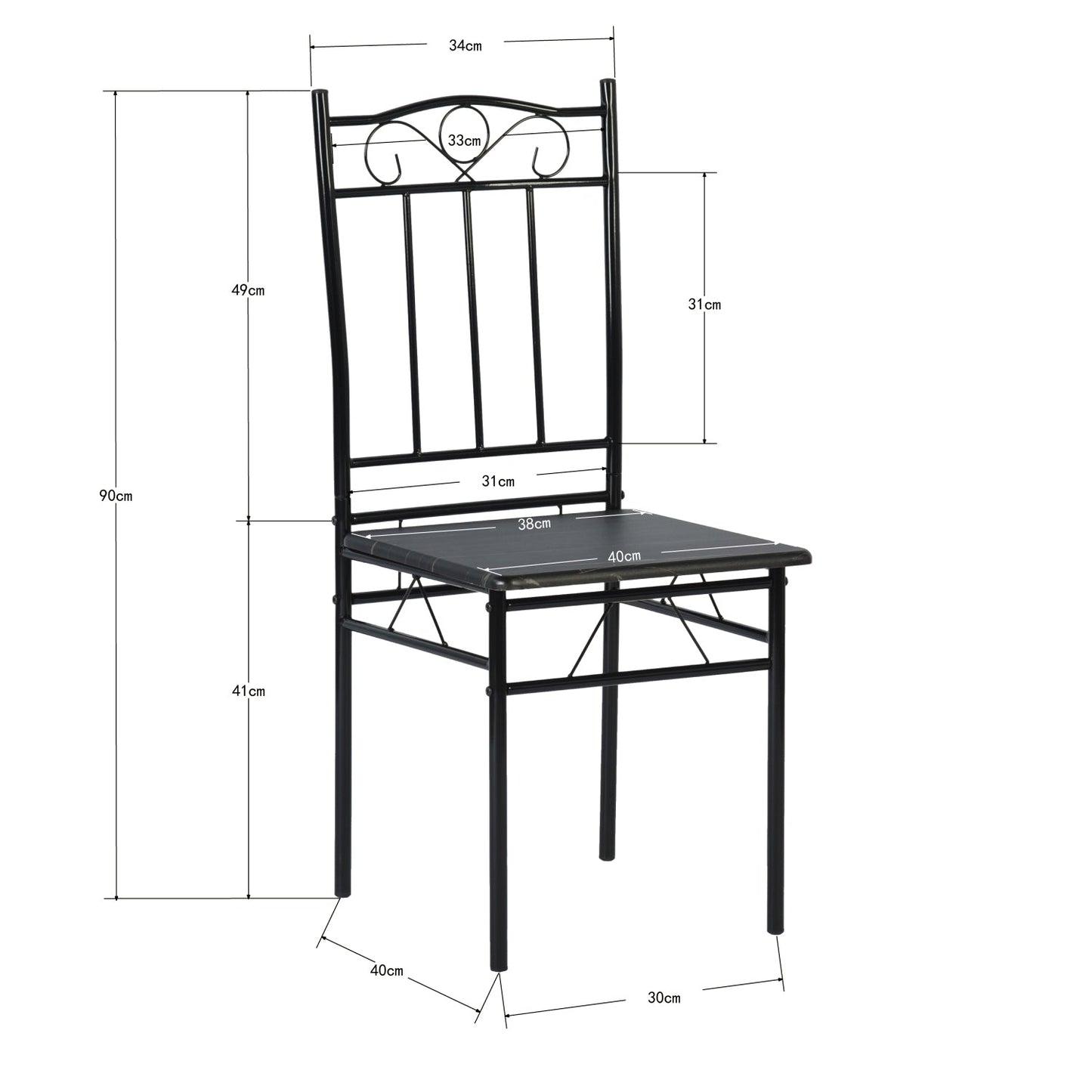 NORSEMAN Marbling Dining Table with 4 Chairs Set - 109*69*75cm - White/Black/Light Brown