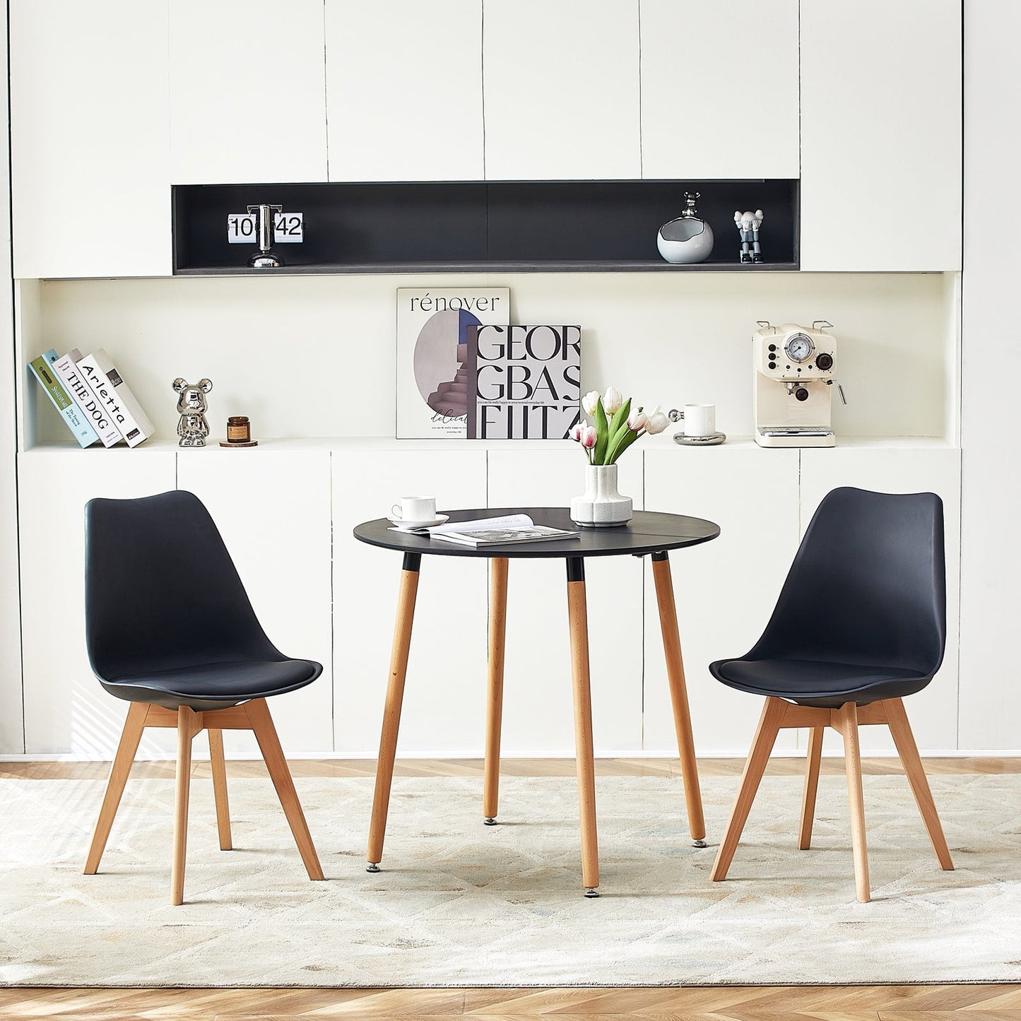 PEA/RAY/SAGE Round/Rectangular Dining Room Table Kitchen Table Modern Office Conference Table Coffee Table - Black