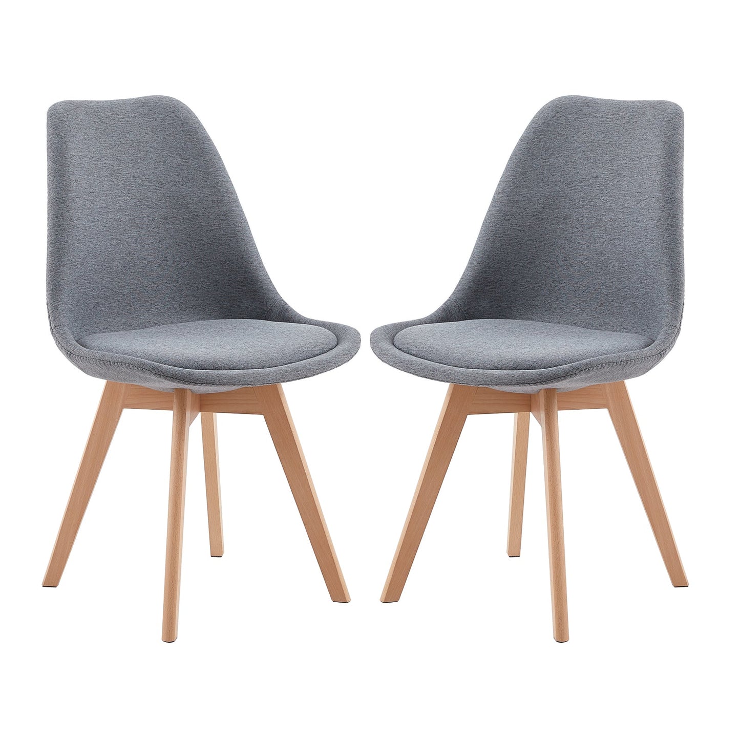 TULIP Fabric Dining Chairs with Beech Leg - Grey/Yellow