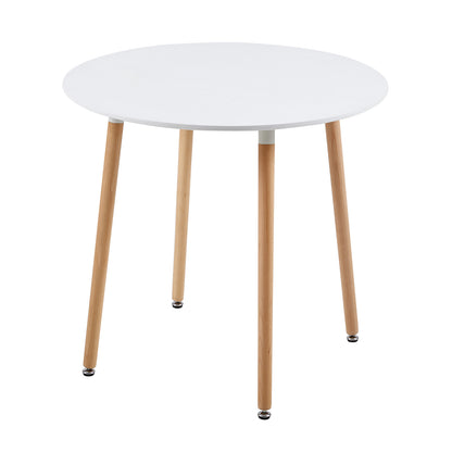 Round Dining Table 80cm with 4 Legs - White-NEMAH