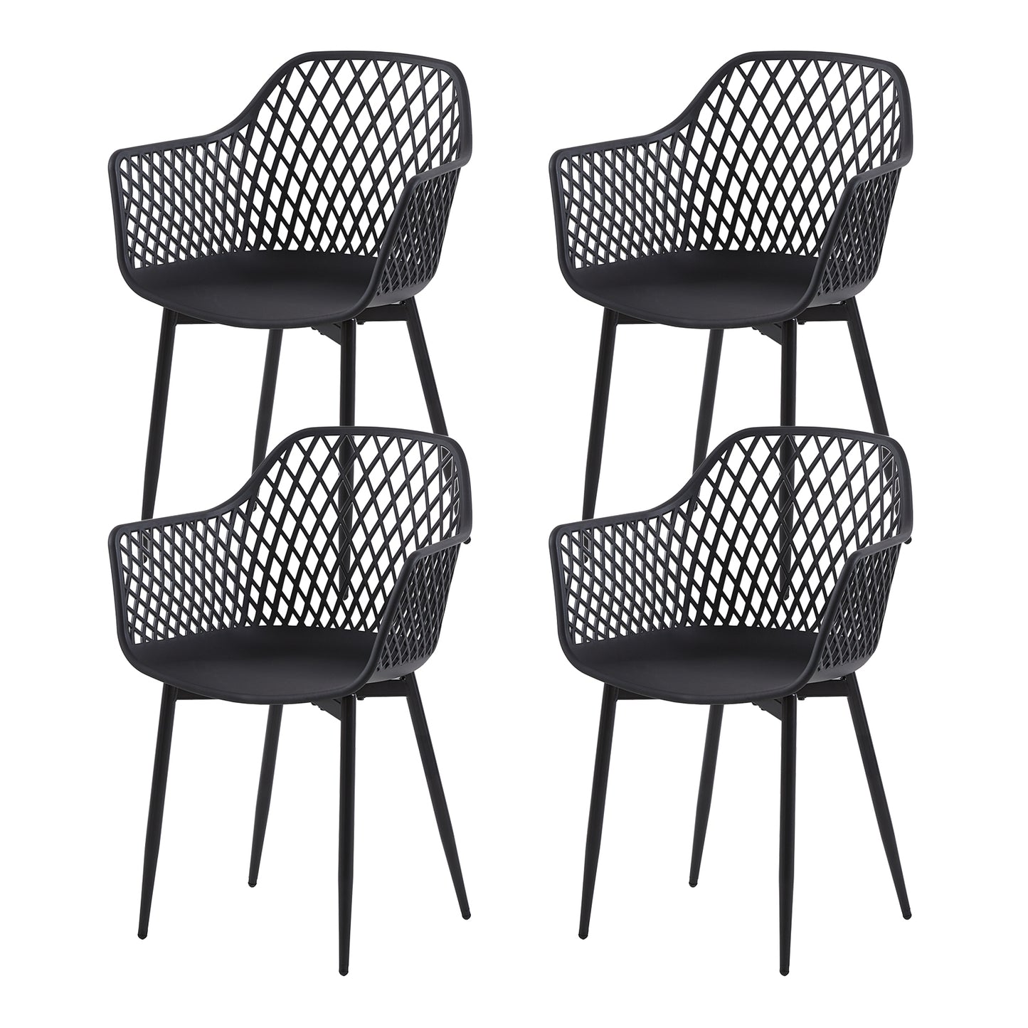 ROME Hollow Arm Chair (Set of 4) - Black/White/Gray