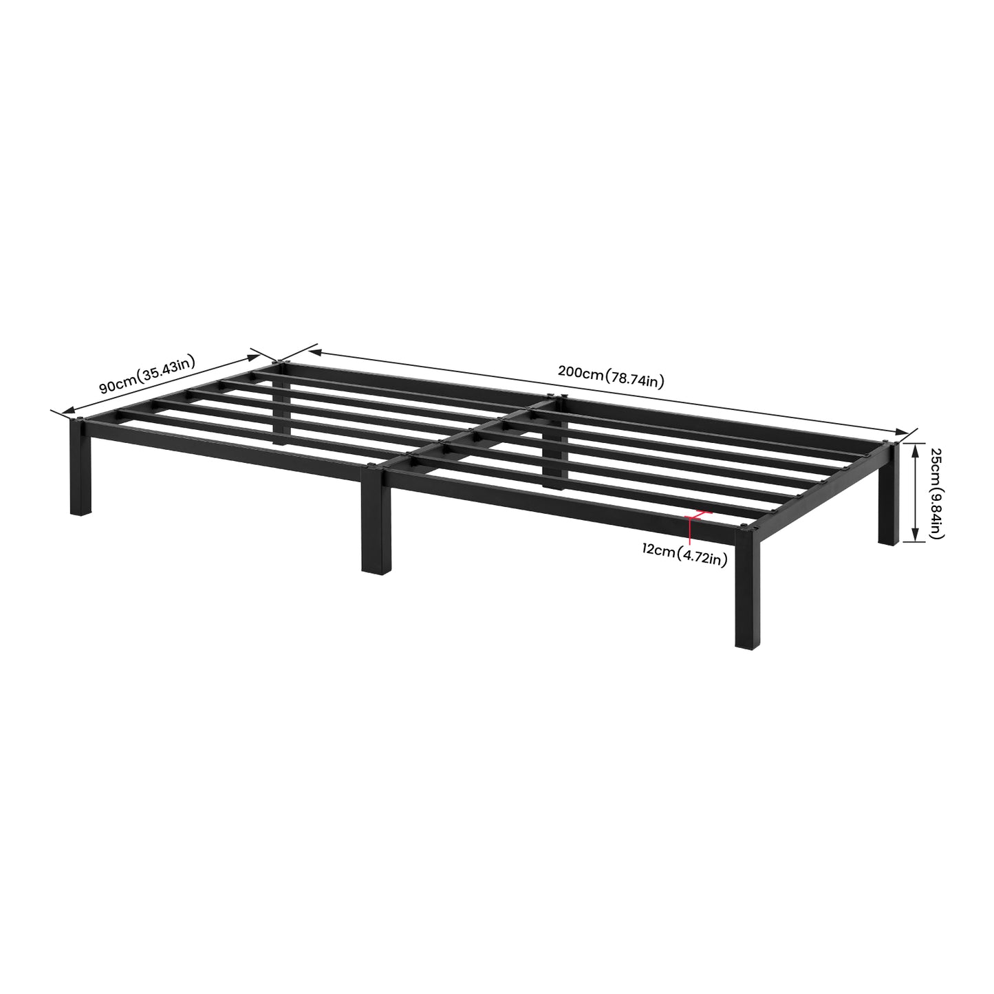 ALGOMA Single Metal Bed Frame-Black