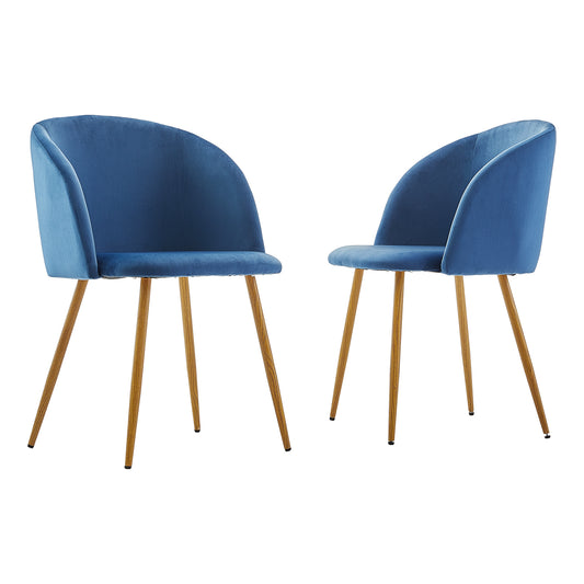 ALOE Velvet Upholstered Arm Chair Set of 2 - Blue/Gray