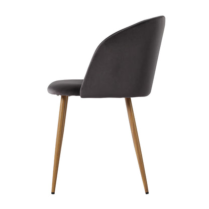 ALOE Velvet Upholstered Arm Chair Set of 2 - Dark Gray