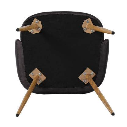 ALOE Velvet Upholstered Arm Chair Set of 2 - Dark Gray