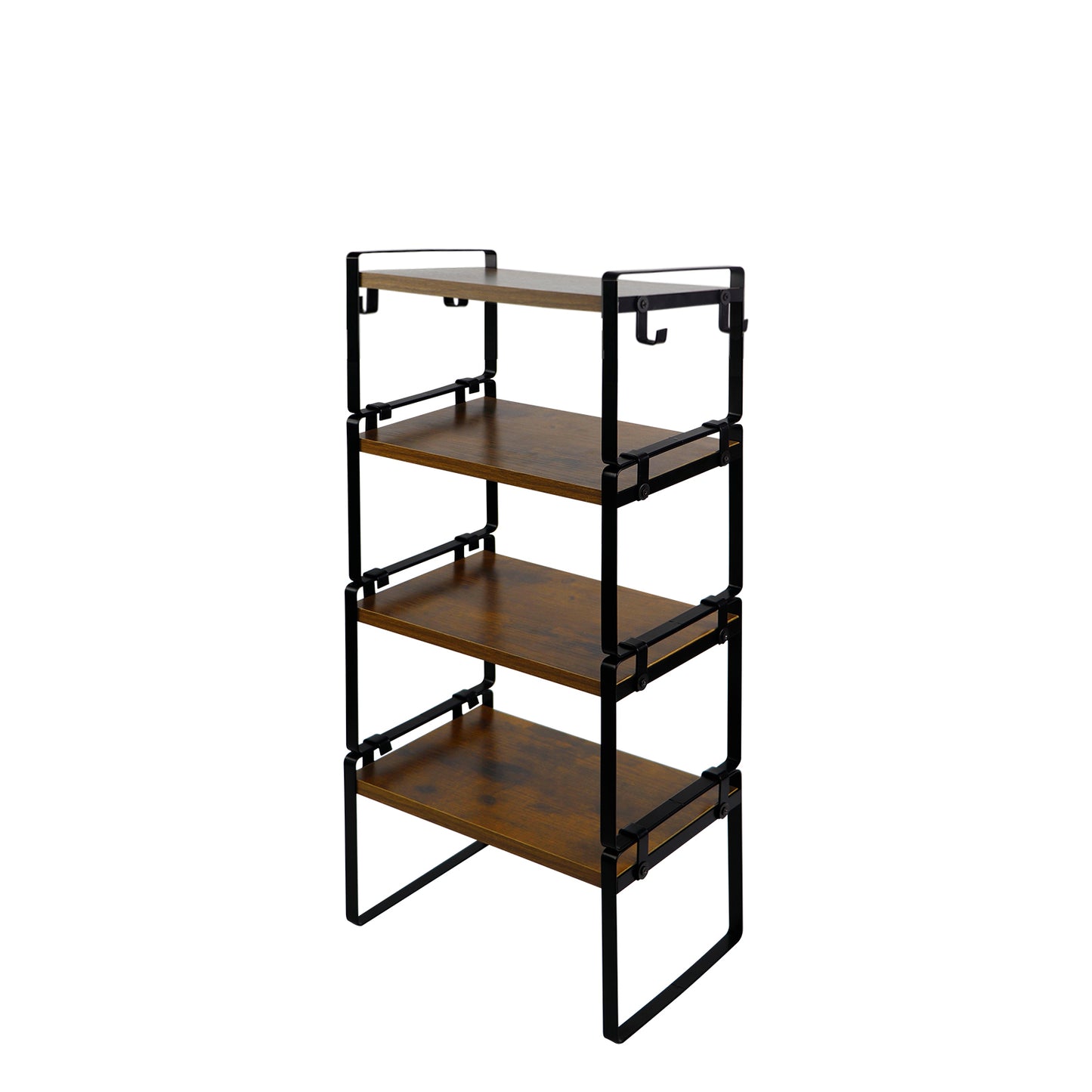 ALVA Stackable Kitchen Storage Rack Space-saving Expandable Plate Storage Rack 1/2/4-Piece Set-Fire/Wood/White