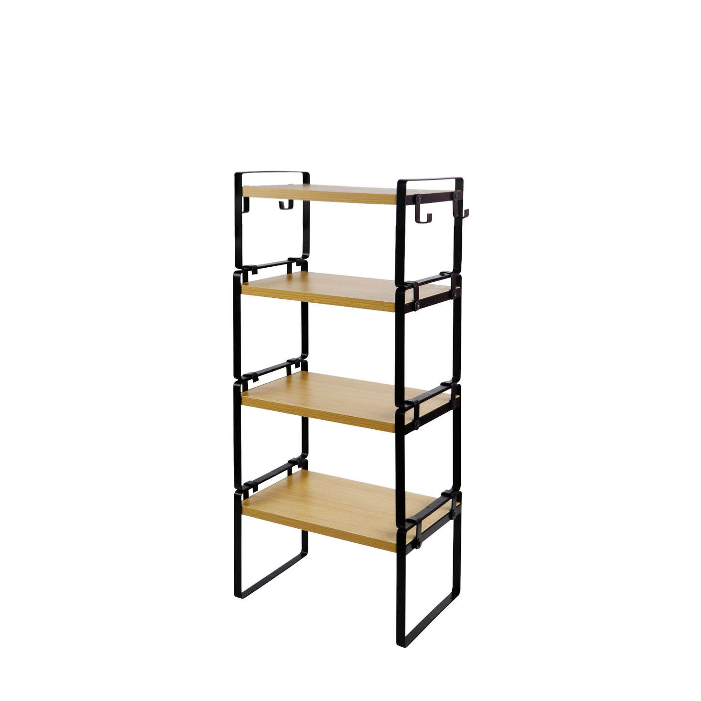 ALVA Stackable Kitchen Storage Rack Space-saving Expandable Plate Storage Rack 1/2/4-Piece Set-Fire/Wood/White