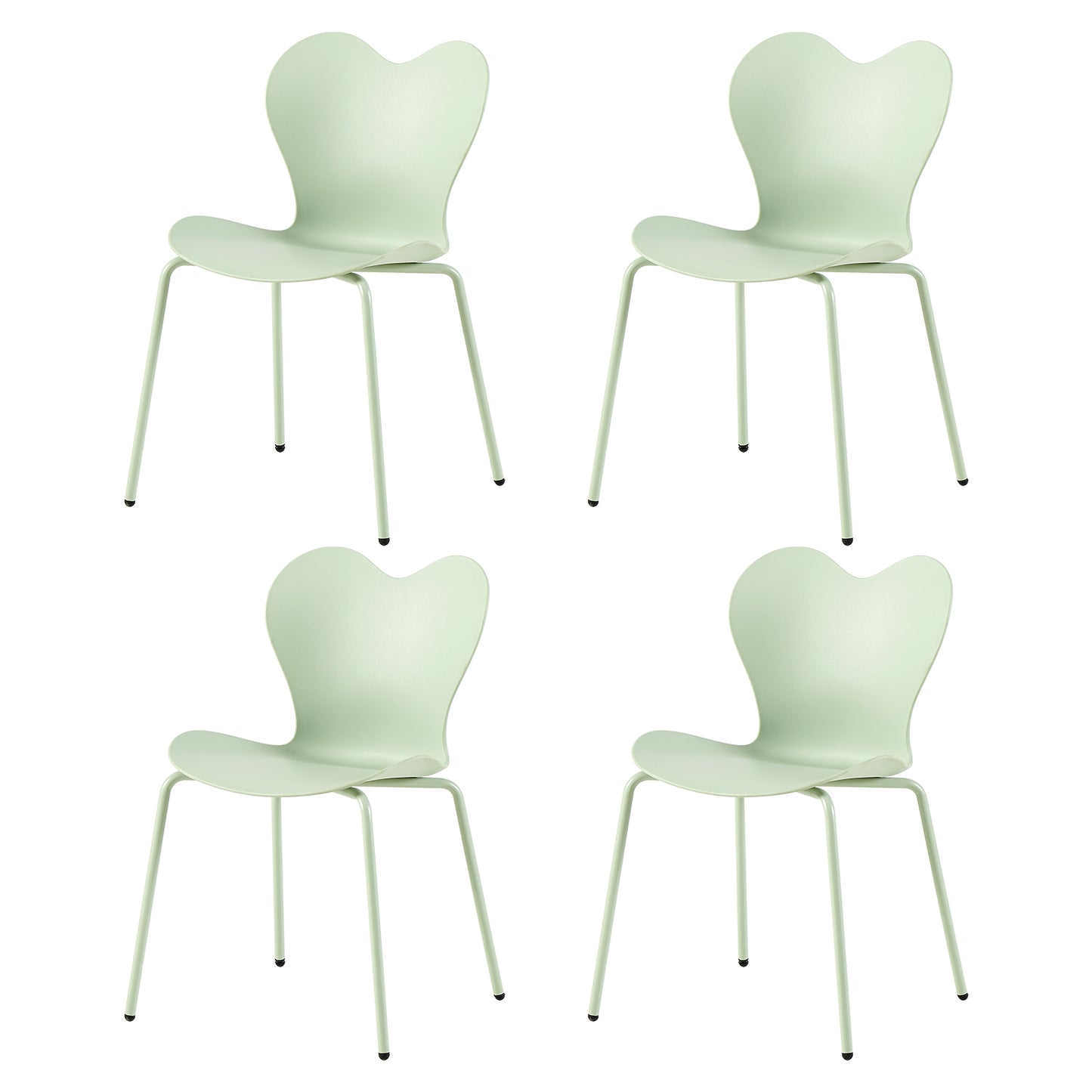 AMANDA Modern Garden Chairs With Iron Legs (Set of 4)-White/Bean Paste/Ice Cream Green