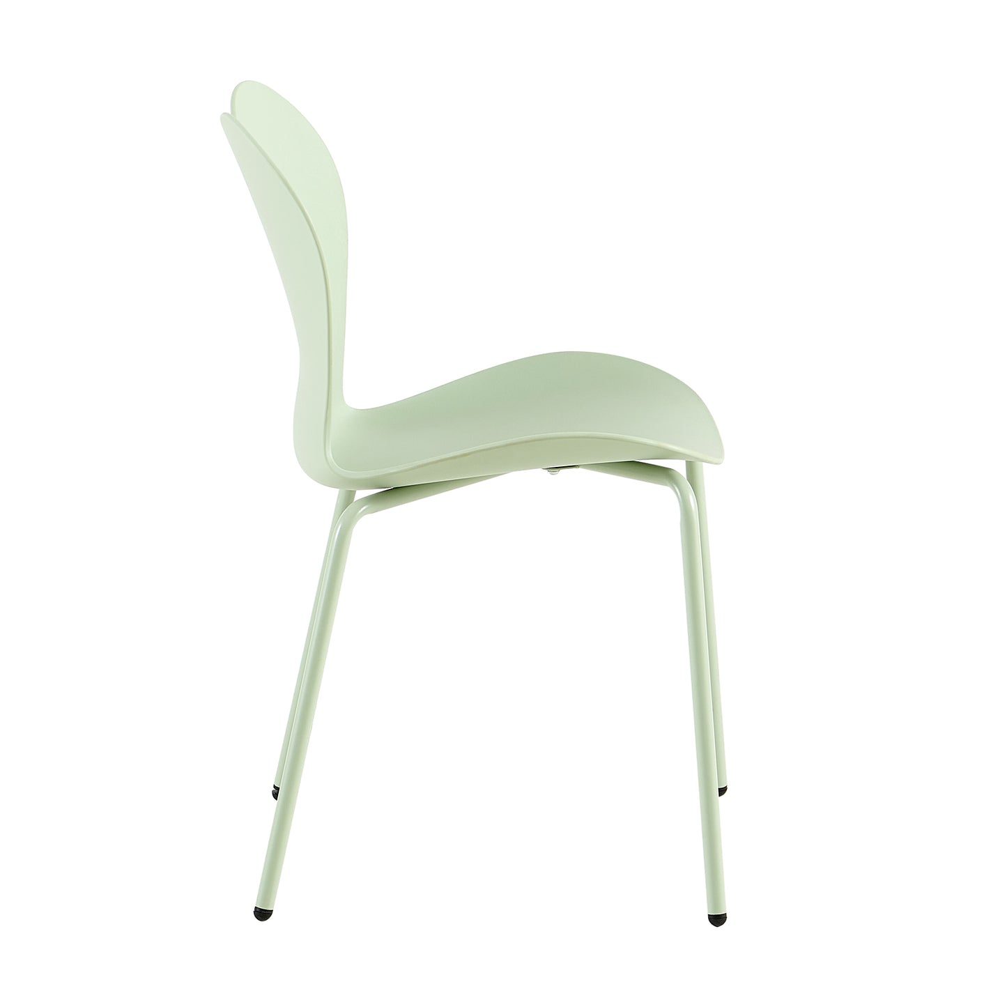 AMANDA Modern Garden Chairs With Iron Legs (Set of 4)-White/Bean Paste/Ice Cream Green