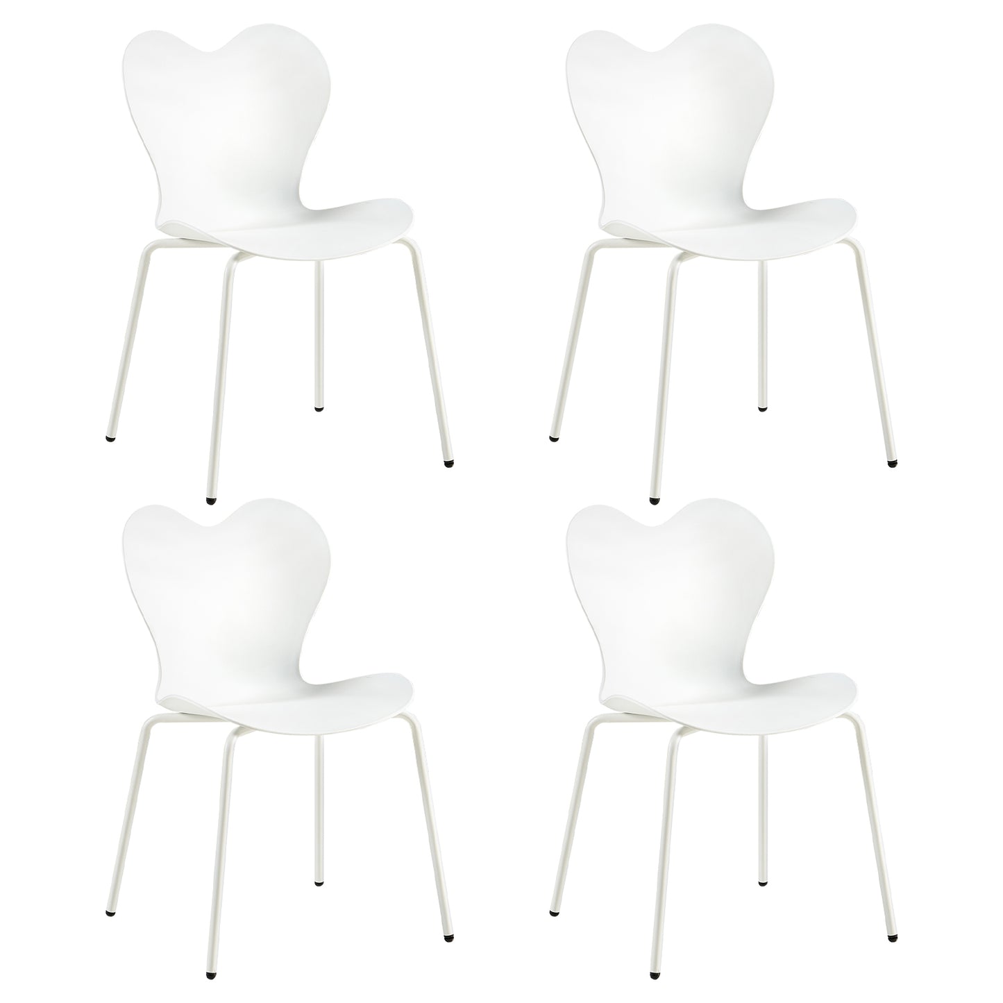 AMANDA Modern Garden Chairs With Iron Legs (Set of 4)-White/Bean Paste/Ice Cream Green