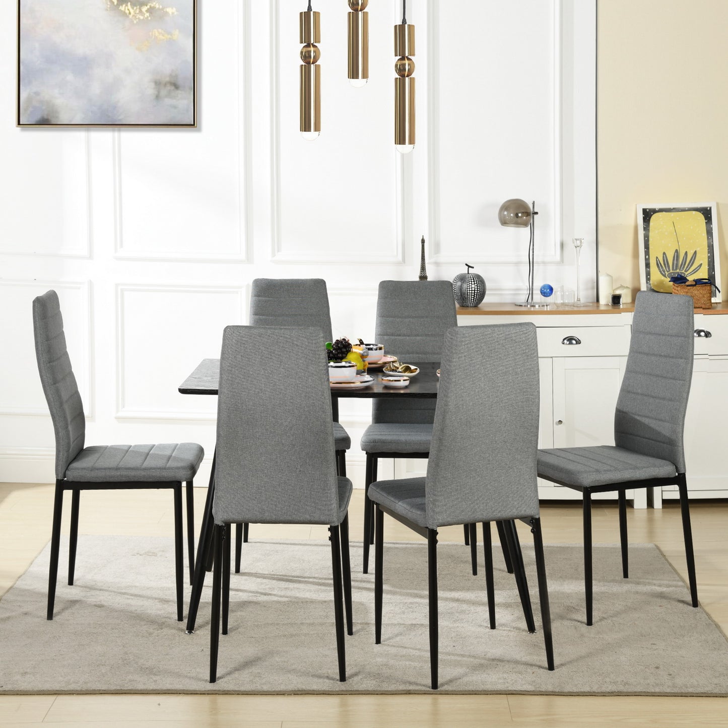 Sedie da pranzo moderne imbottite ANN (set di 4) - Beige/Marrone/Grigio