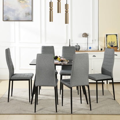 ANN Modern Upholstered Dining Chairs(Set of 6) - Beige/Gray/Brown