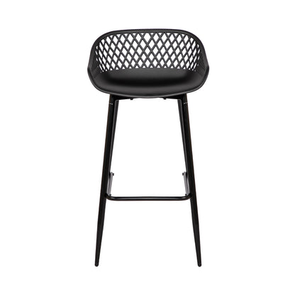 Modern Wrought Iron Bar Stools, 87cm high, with openwork backrests, set of 4 - Black/White