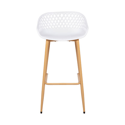 Modern Wrought Iron Bar Stools, 87cm high, with openwork backrests, set of 4 - Black/White