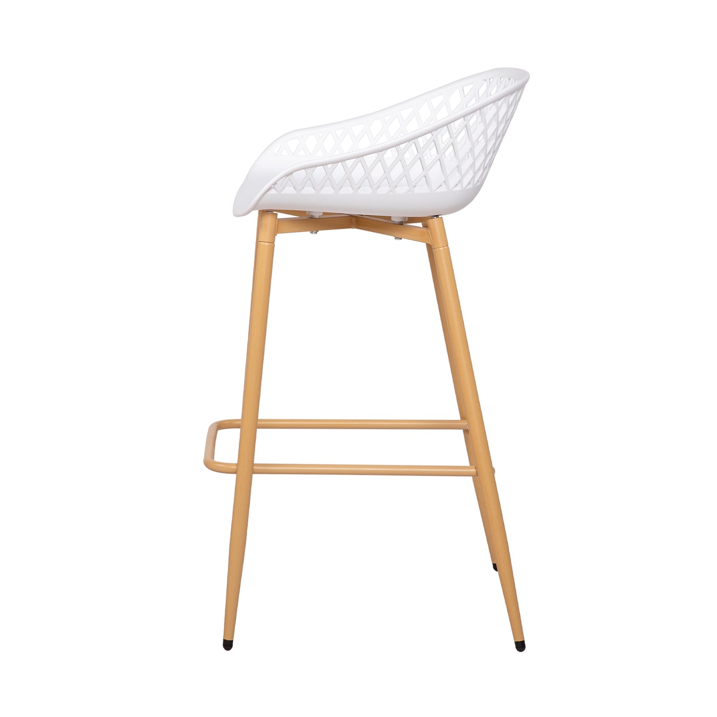 Modern Wrought Iron Bar Stools, 87cm high, with openwork backrests, set of 4 - Black/White