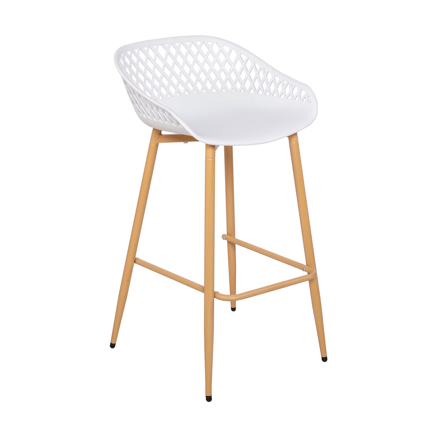 Modern Wrought Iron Bar Stools, 87cm high, with openwork backrests, set of 4 - Black/White