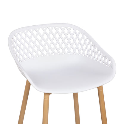 Modern Wrought Iron Bar Stools, 87cm high, with openwork backrests, set of 4 - Black/White