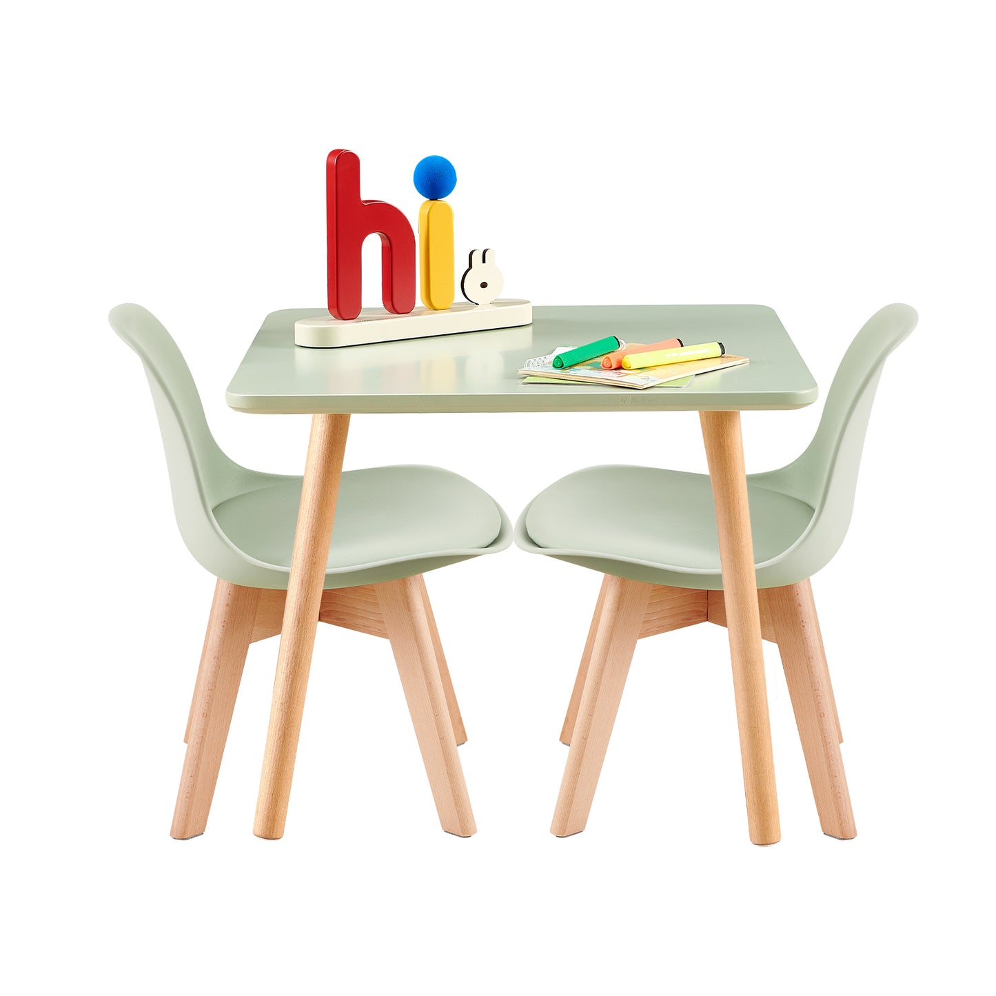 AUBURN Kid's Tables and Chairs Are Suitable for Children Aged 3-5 Years Old - Ice Cream Green