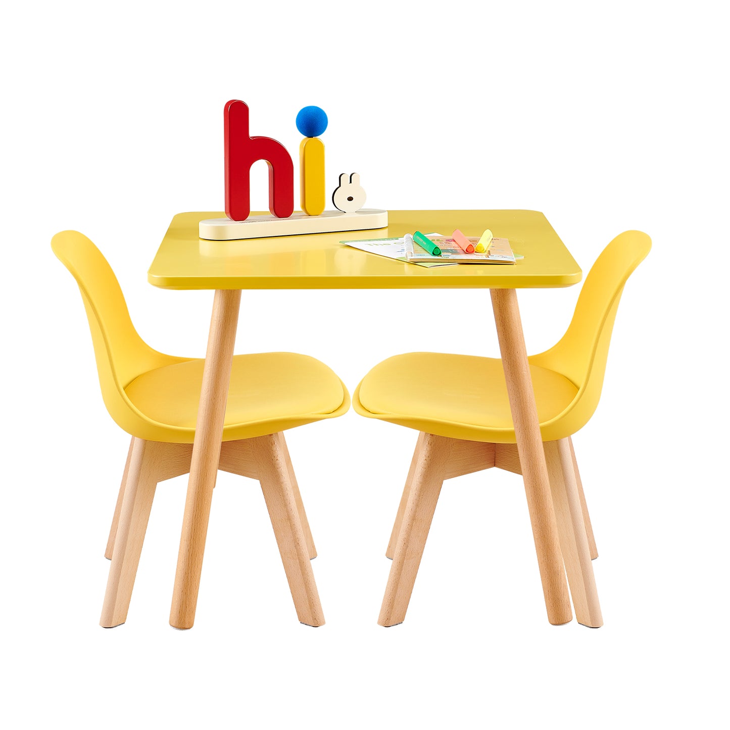 AUBURN Kid's Tables and Chairs Are Suitable for Children Aged 3-5 Years Old - Yellow