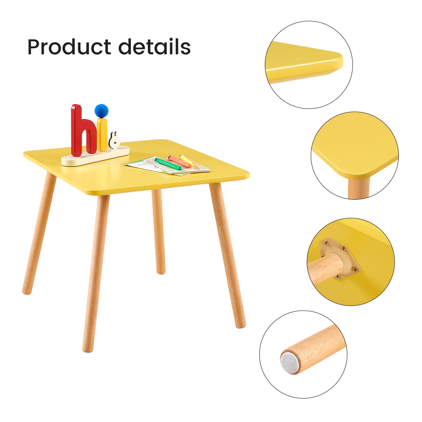 AUBURN Kid's Tables and Chairs Are Suitable for Children Aged 3-5 Years Old - Yellow