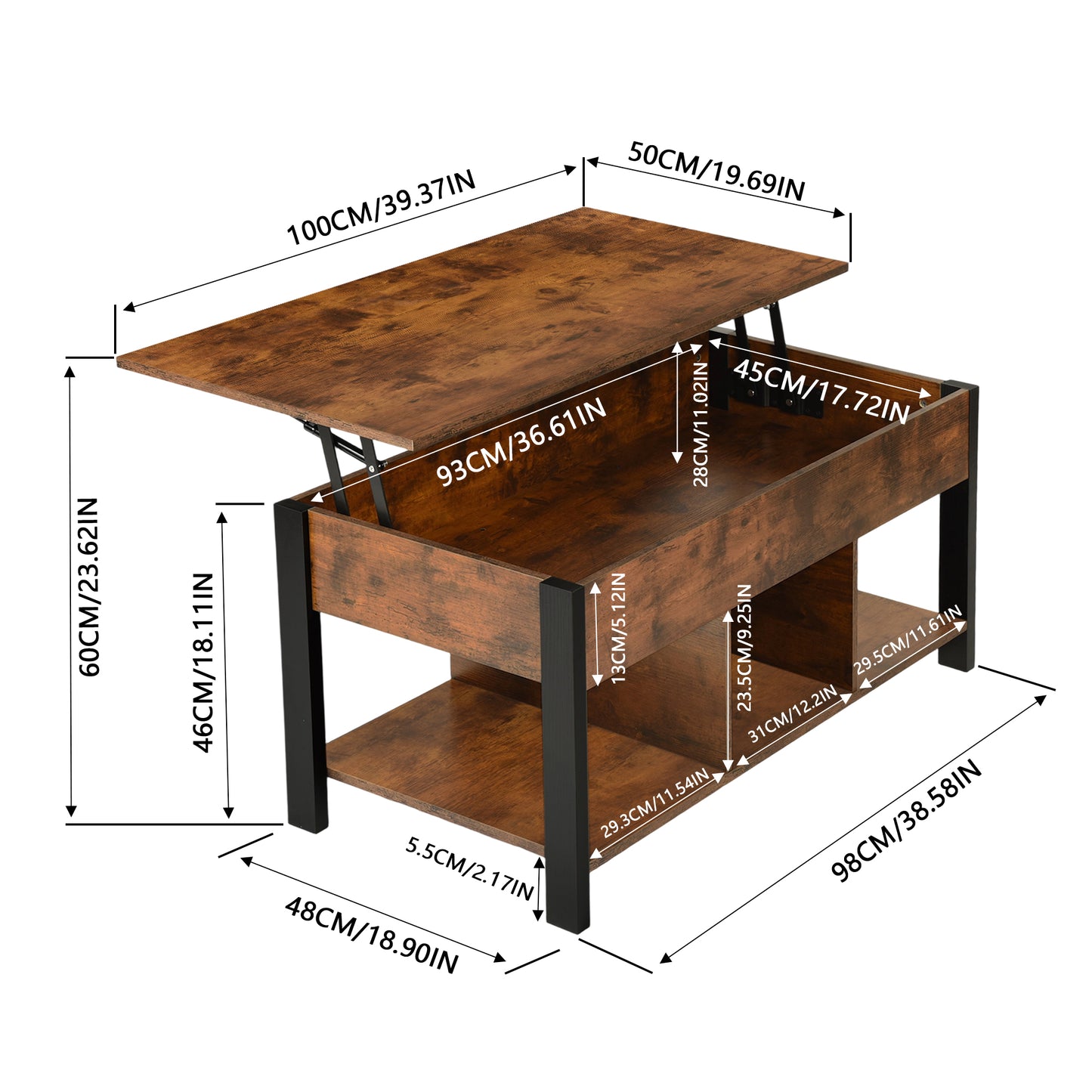 BAGGS Lift-Up Coffee Table with Storage