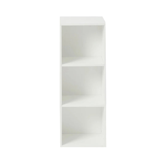 3 Tier Open Shelf Bookcase Tall Bookshelf for Bedroom, Living Room and Office, White-BAGLEY