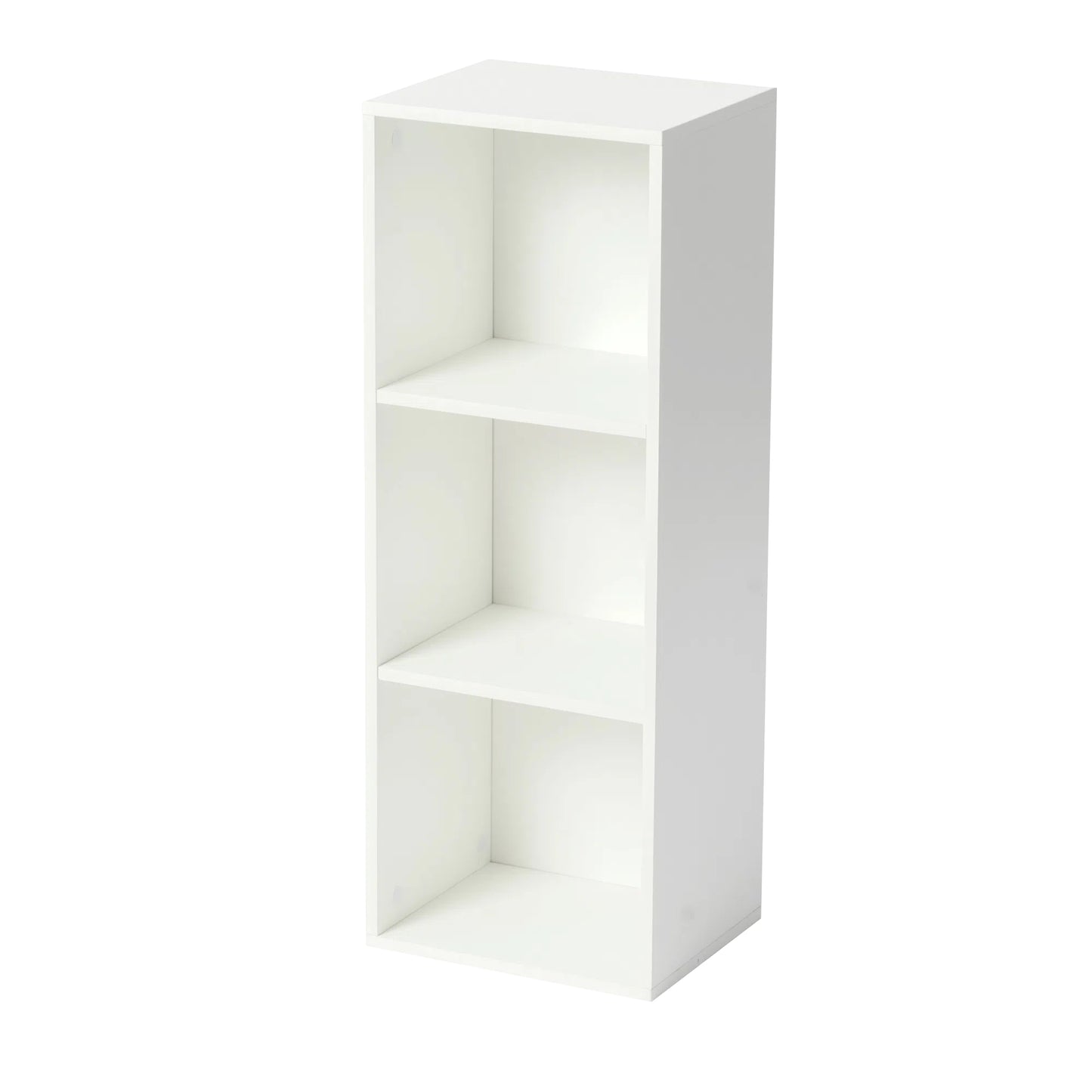 3 Tier Open Shelf Bookcase Tall Bookshelf for Bedroom, Living Room and Office, White-BAGLEY