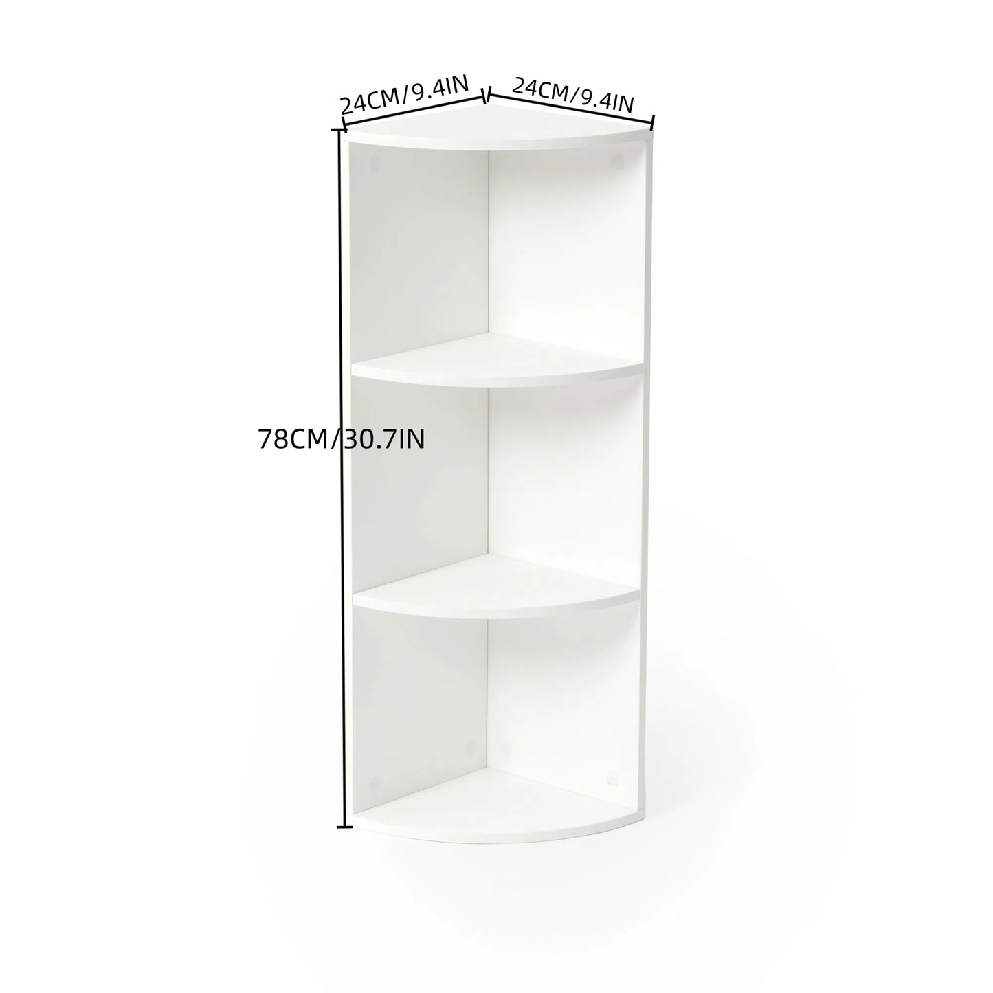 3-Tier Small Corner Shelf Modern Wooden Corner Bookshelf 78cm High Small Bookcase-White-BAYARD