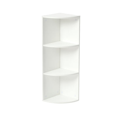 3-Tier Small Corner Shelf Modern Wooden Corner Bookshelf 78cm High Small Bookcase-White-BAYARD