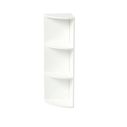 3-Tier Small Corner Shelf Modern Wooden Corner Bookshelf 78cm High Small Bookcase-White-BAYARD