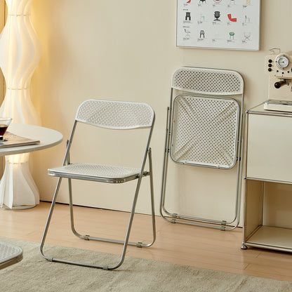 BAYNE Stackable Folding Chairs Set of 4 - Black/White/Beige