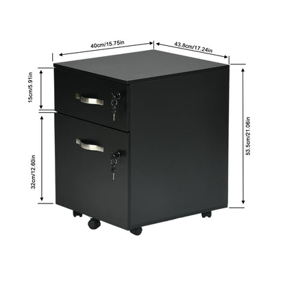 BECKER Roll Container, Mobile Base File Cabinet with 2 Drawers Lockable