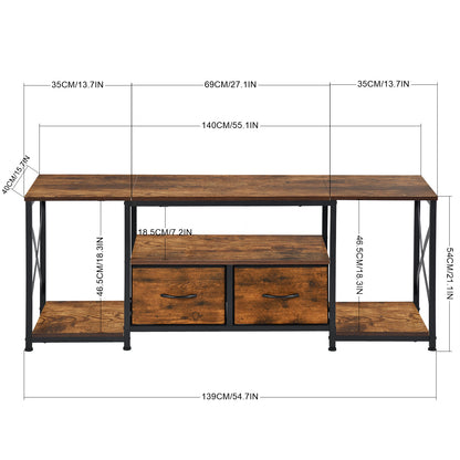 TV Stands Cabinets Set of 1 with Iron Legs-Fire color-BOAZ