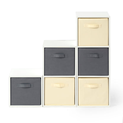 EGGREE Fabric Drawer Set of 4 Beige and Gray-BORTH