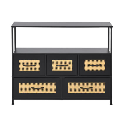 Accent Cabinet 100cm with Iron Legs-Black-CECIL