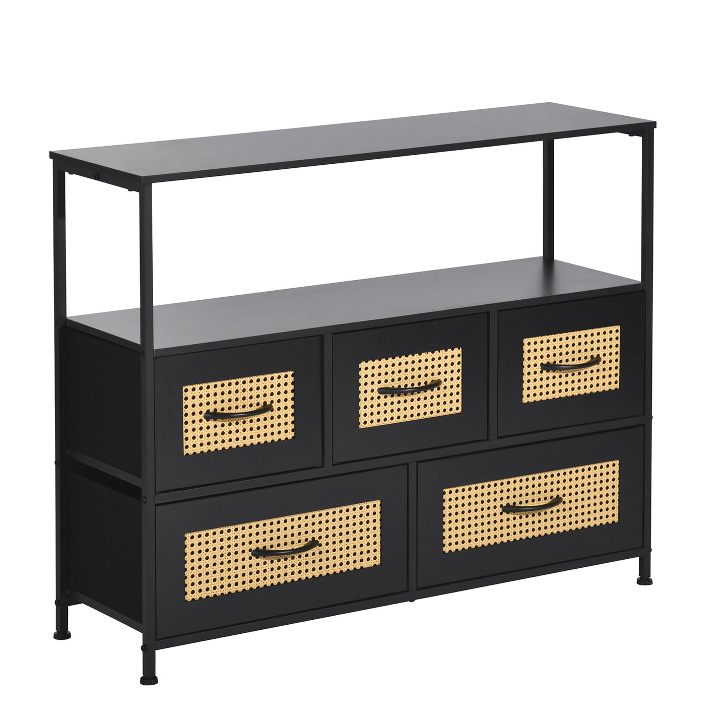 Accent Cabinet 100cm with Iron Legs-Black-CECIL