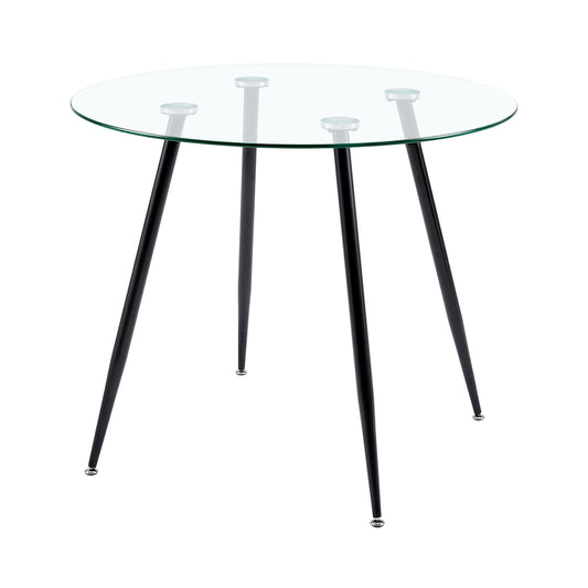 Glass Round Dining Room Tables 80cm With Iron Legs -CHICO