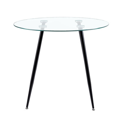 Glass Round Dining Room Tables 80cm With Iron Legs -CHICO