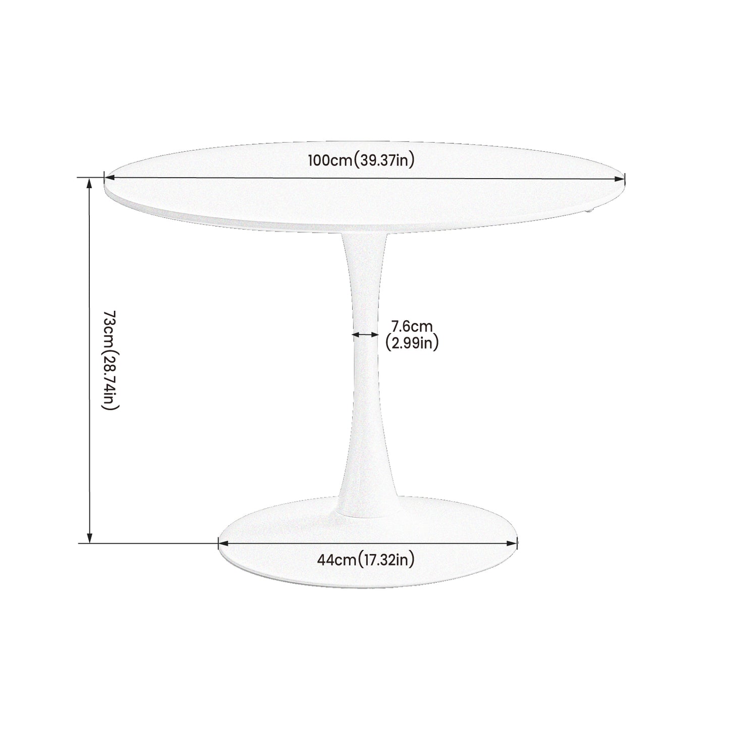 TULIP Trestle Dining Table 100cm - White