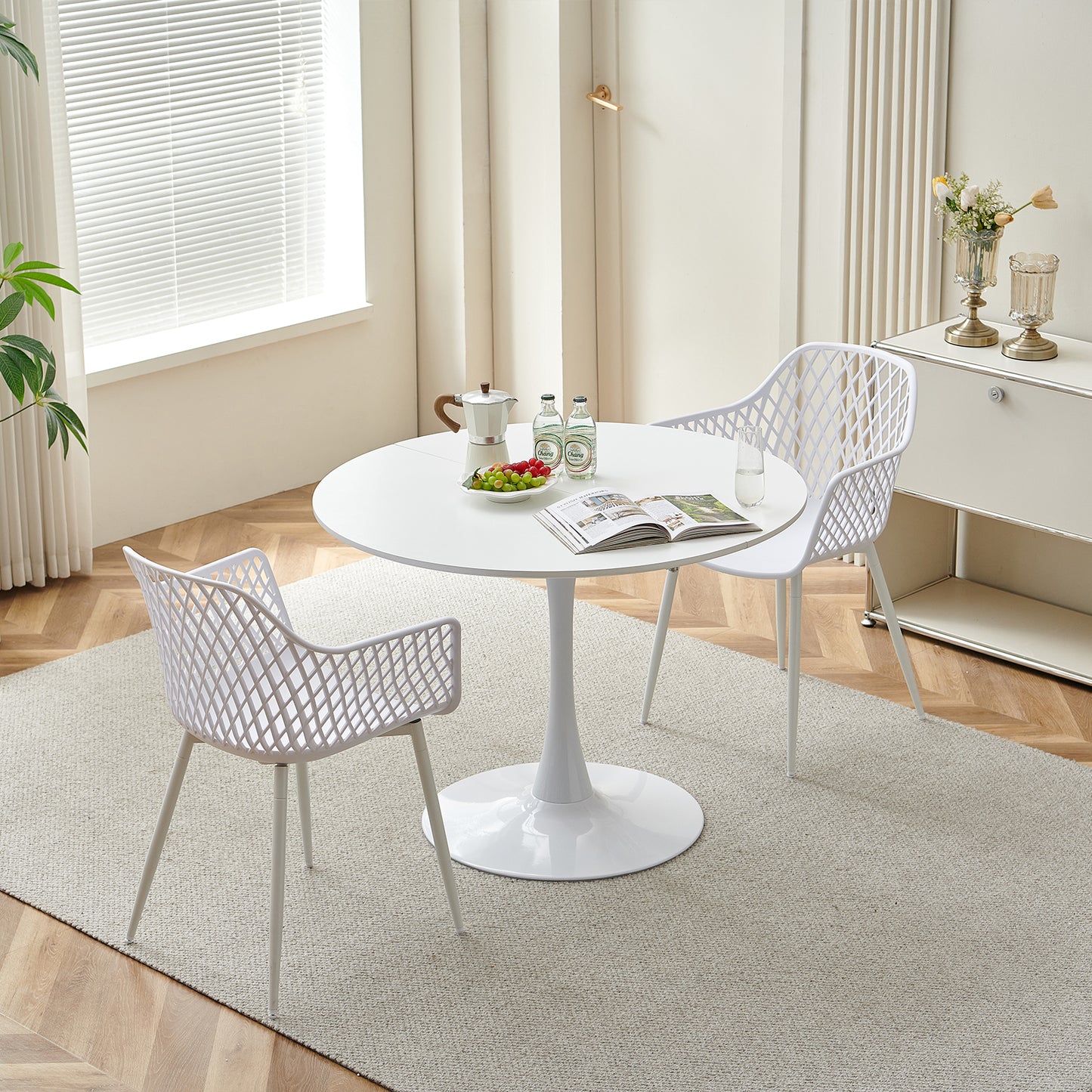 TULIP Trestle Dining Table 100cm - White